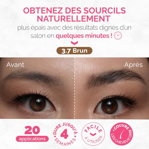 Kit Renata Beauty pour Teinture Sourcils Brun - Durée Longue Jusqu'à 4 Semaines - 30 Utilisations